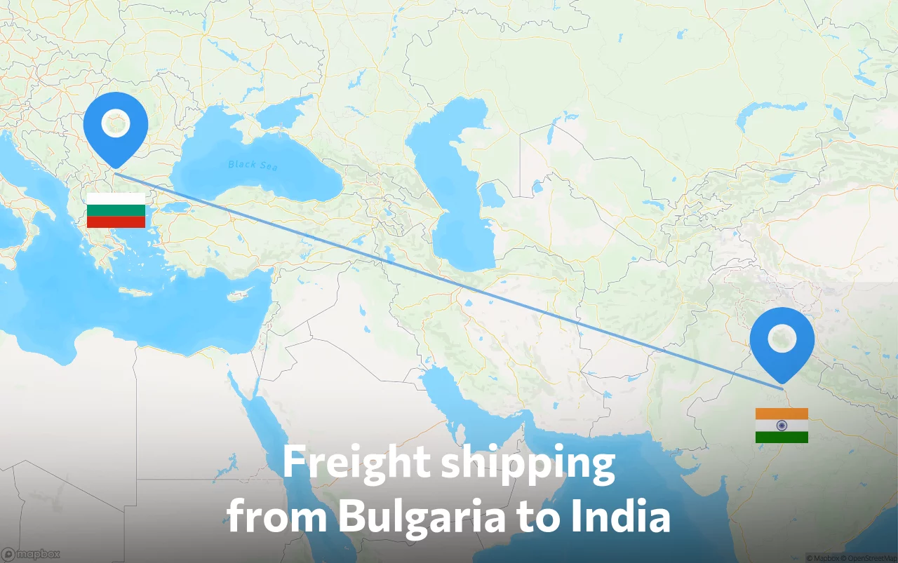 Shipping route from Bulgaria to India