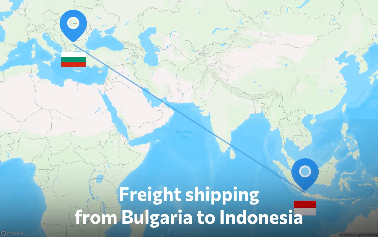 Shipping route from Bulgaria to Indonesia