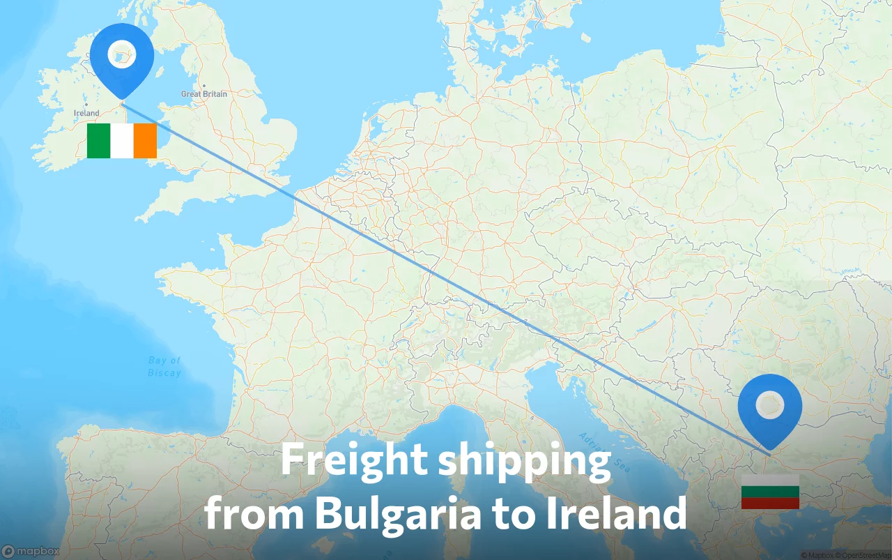 Shipping route from Bulgaria to Ireland