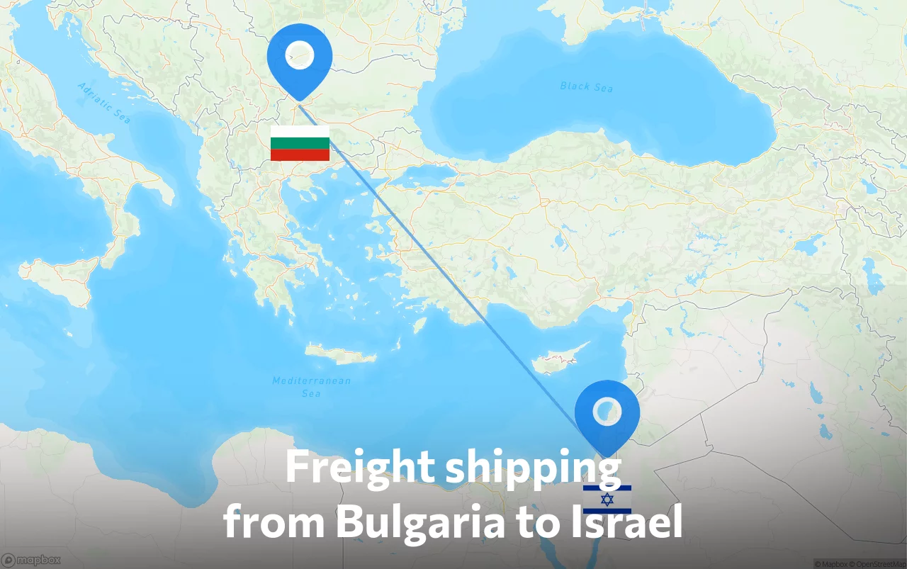 Shipping route from Bulgaria to Israel