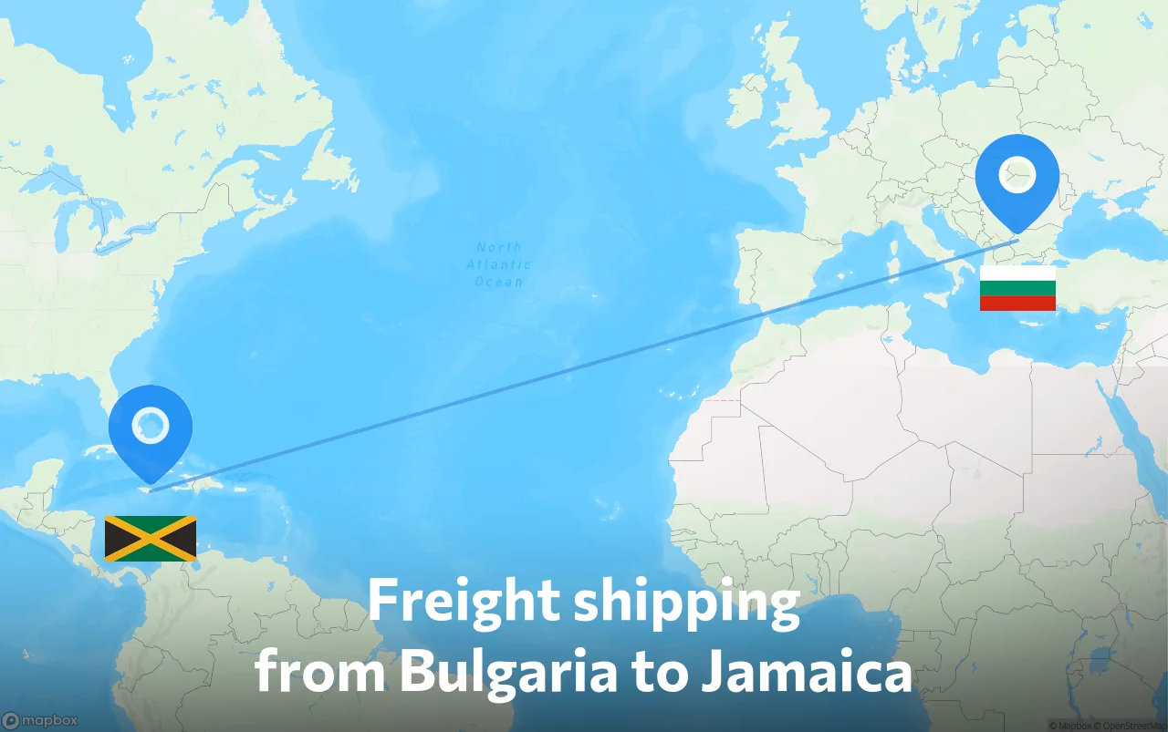 Shipping route from Bulgaria to Jamaica