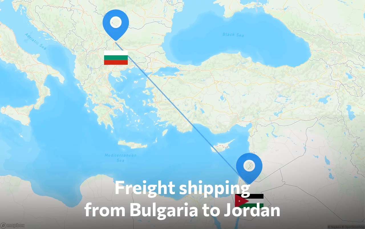 Shipping route from Bulgaria to Jordan