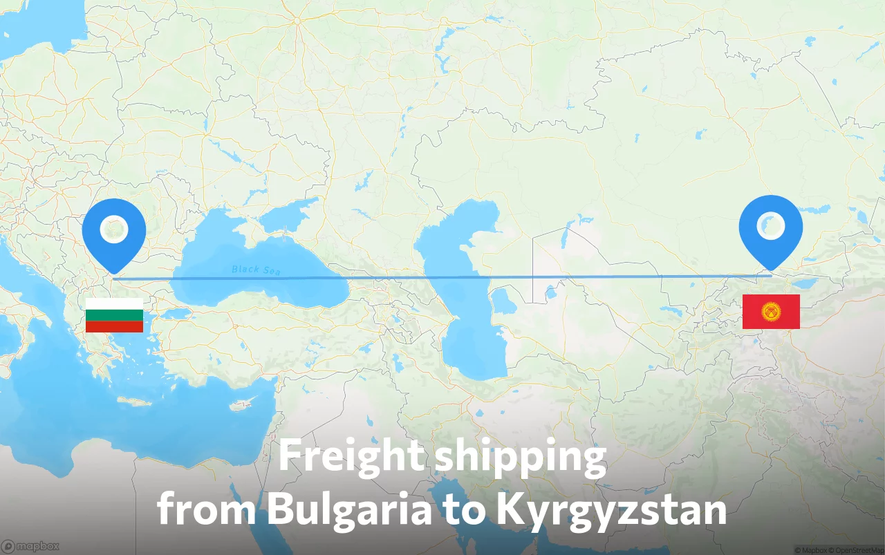 Shipping route from Bulgaria to Kyrgyzstan