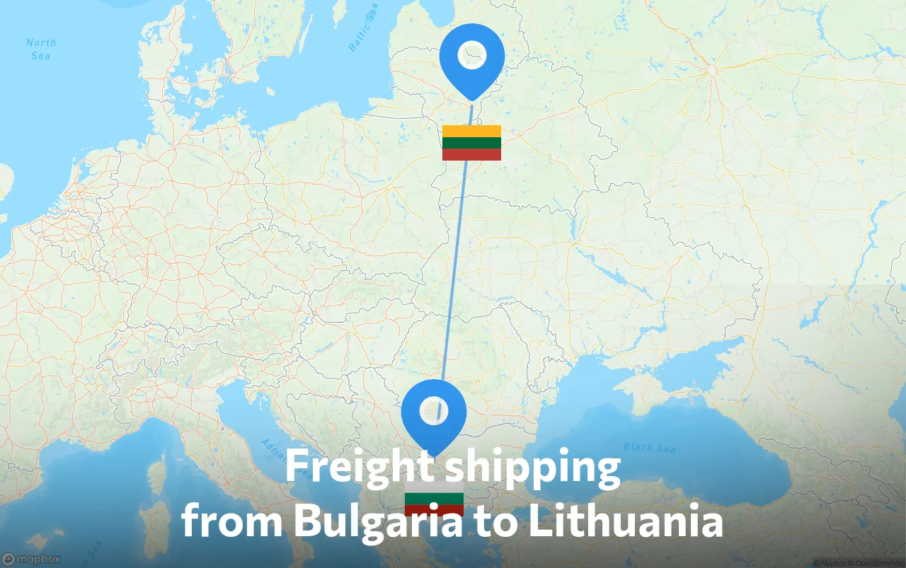 Shipping route from Bulgaria to Lithuania