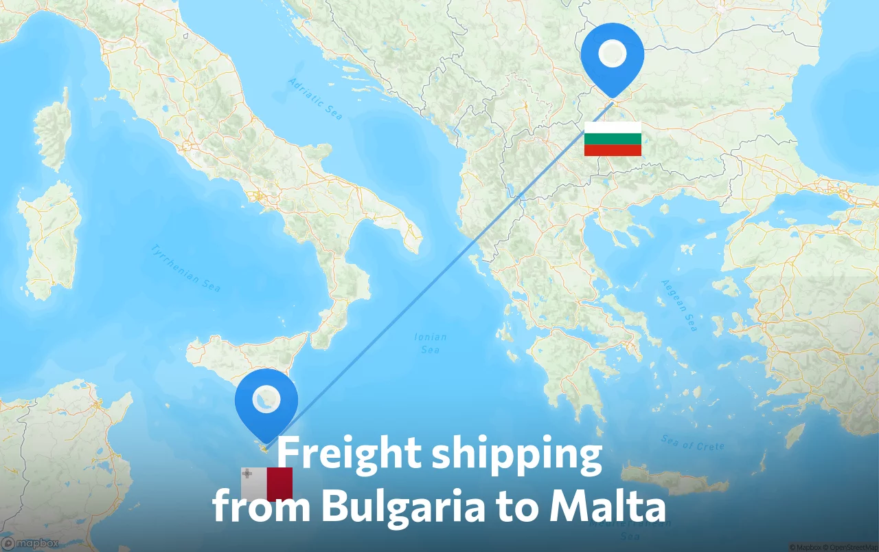 Shipping route from Bulgaria to Malta