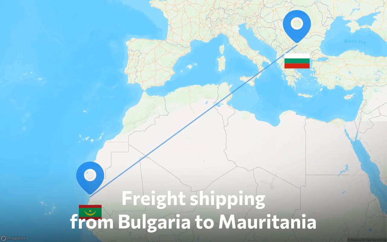 Shipping route from Bulgaria to Mauritania