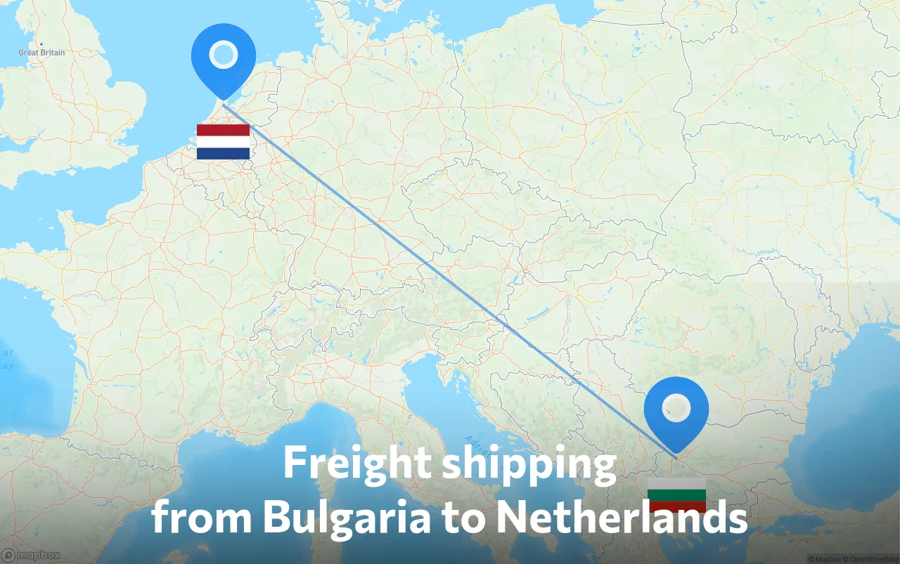 Shipping route from Bulgaria to Netherlands