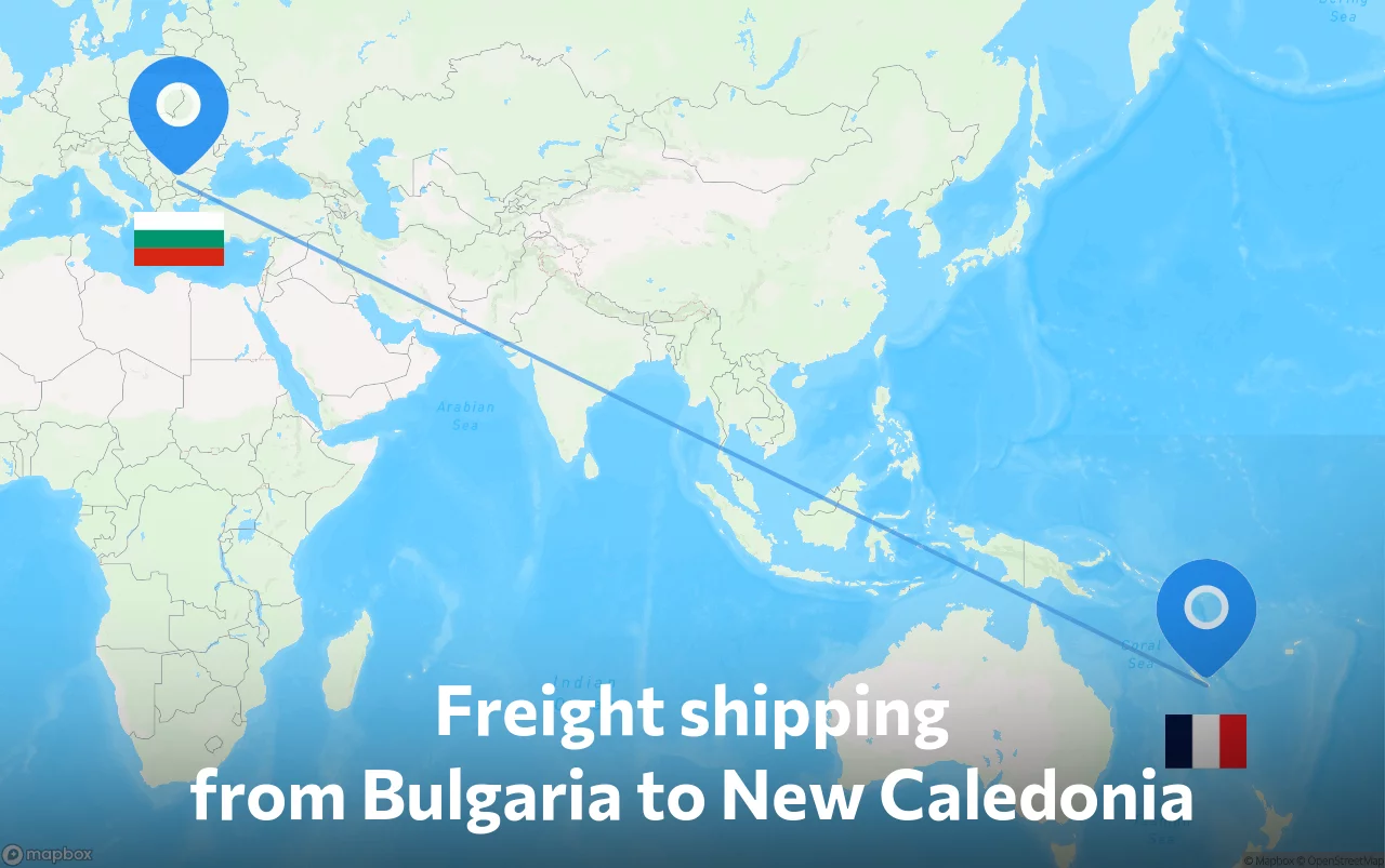 Shipping route from Bulgaria to New Caledonia