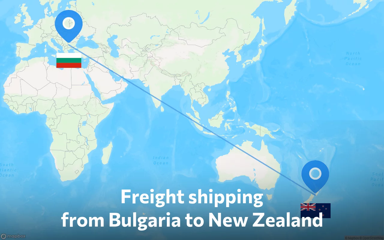 Shipping route from Bulgaria to New Zealand