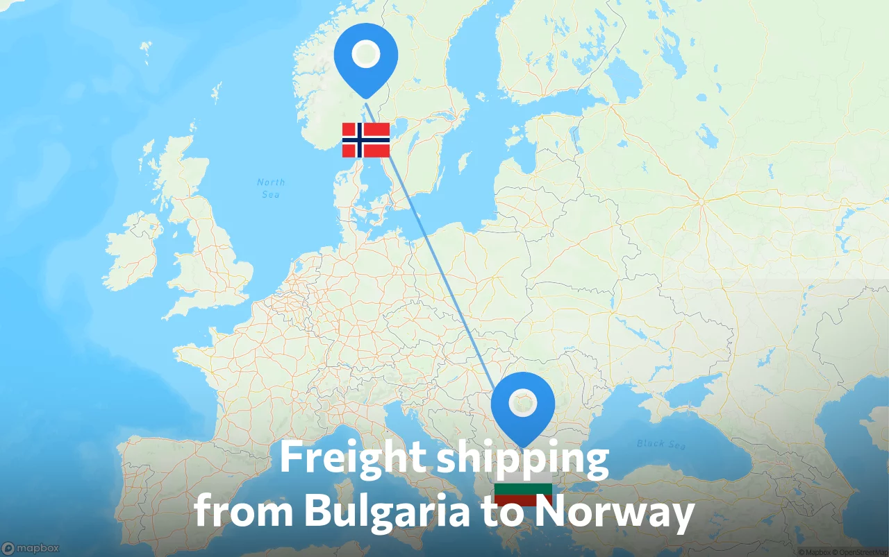 Shipping route from Bulgaria to Norway
