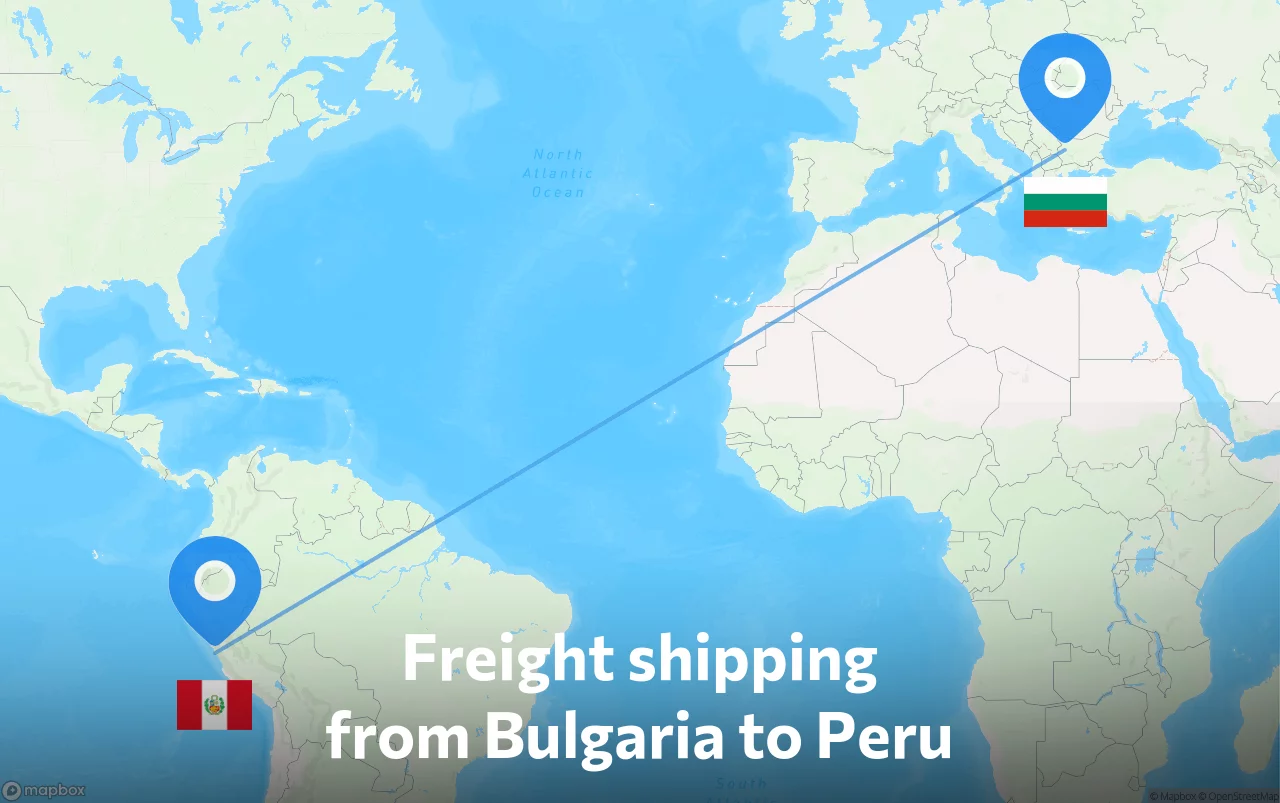 Shipping route from Bulgaria to Peru