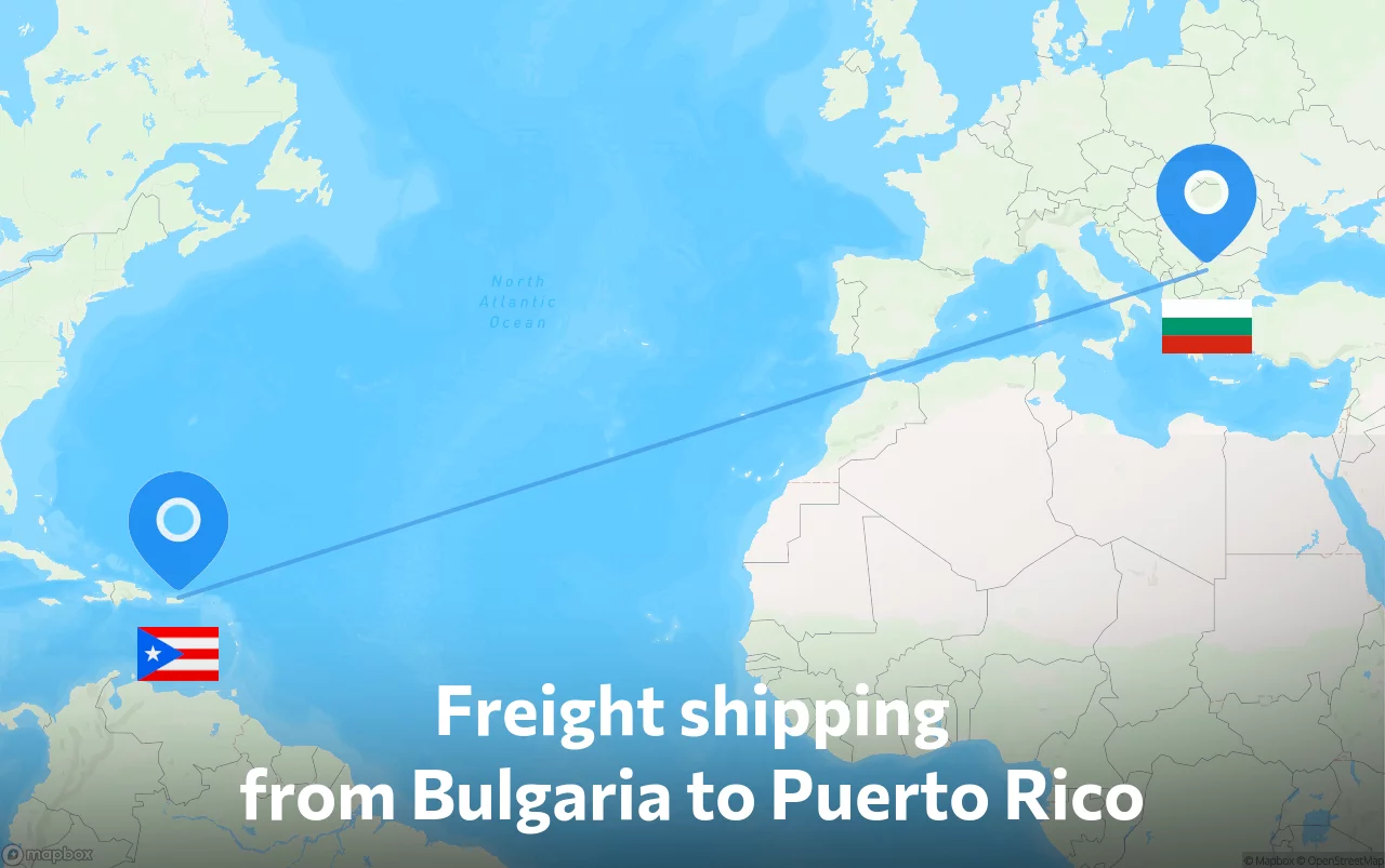 Shipping route from Bulgaria to Puerto Rico