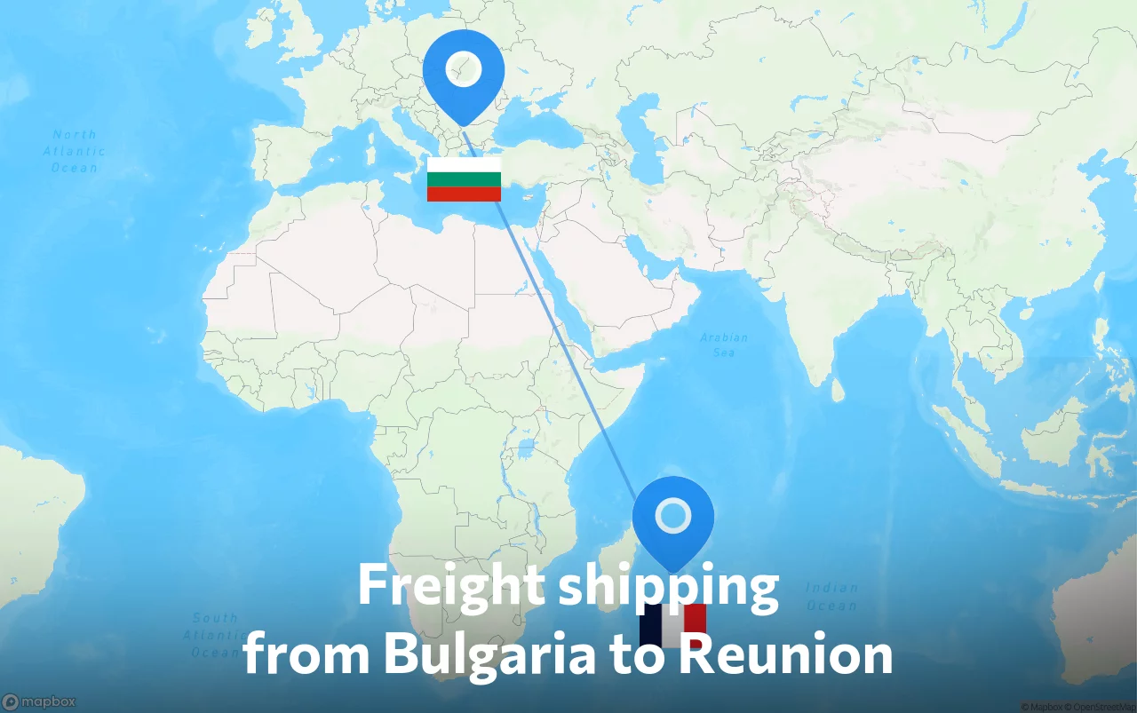 Shipping route from Bulgaria to Reunion