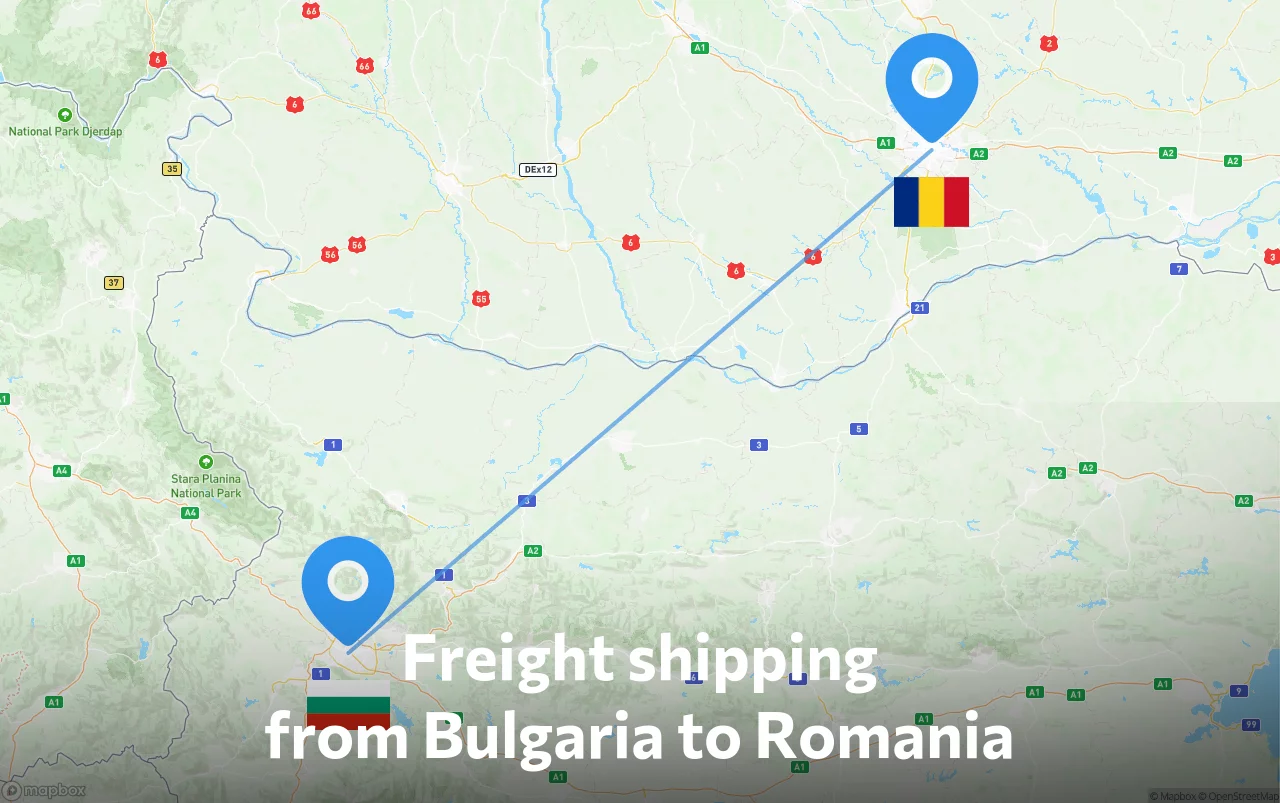 Shipping route from Bulgaria to Romania
