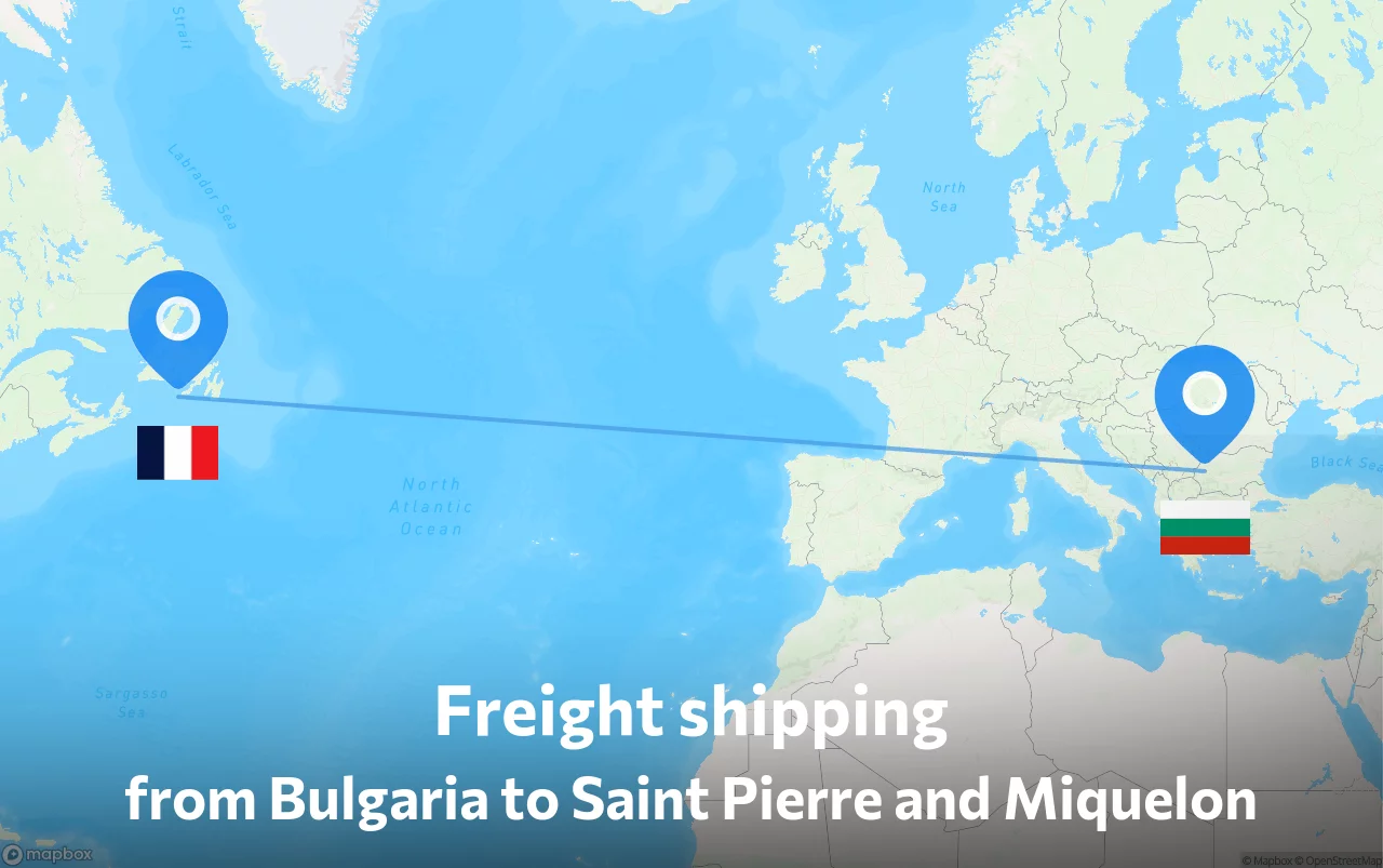 Shipping route from Bulgaria to Saint Pierre and Miquelon