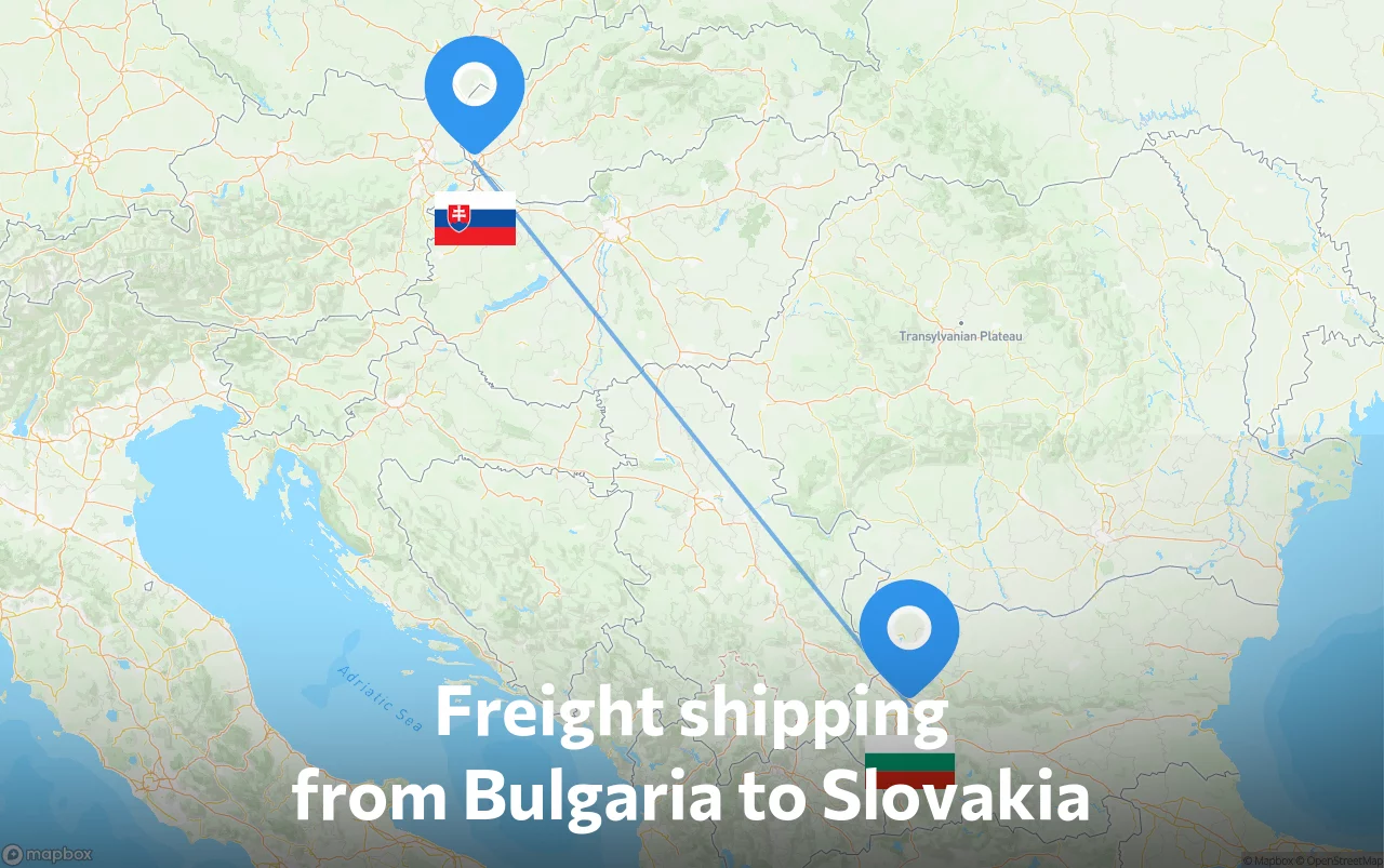 Shipping route from Bulgaria to Slovakia