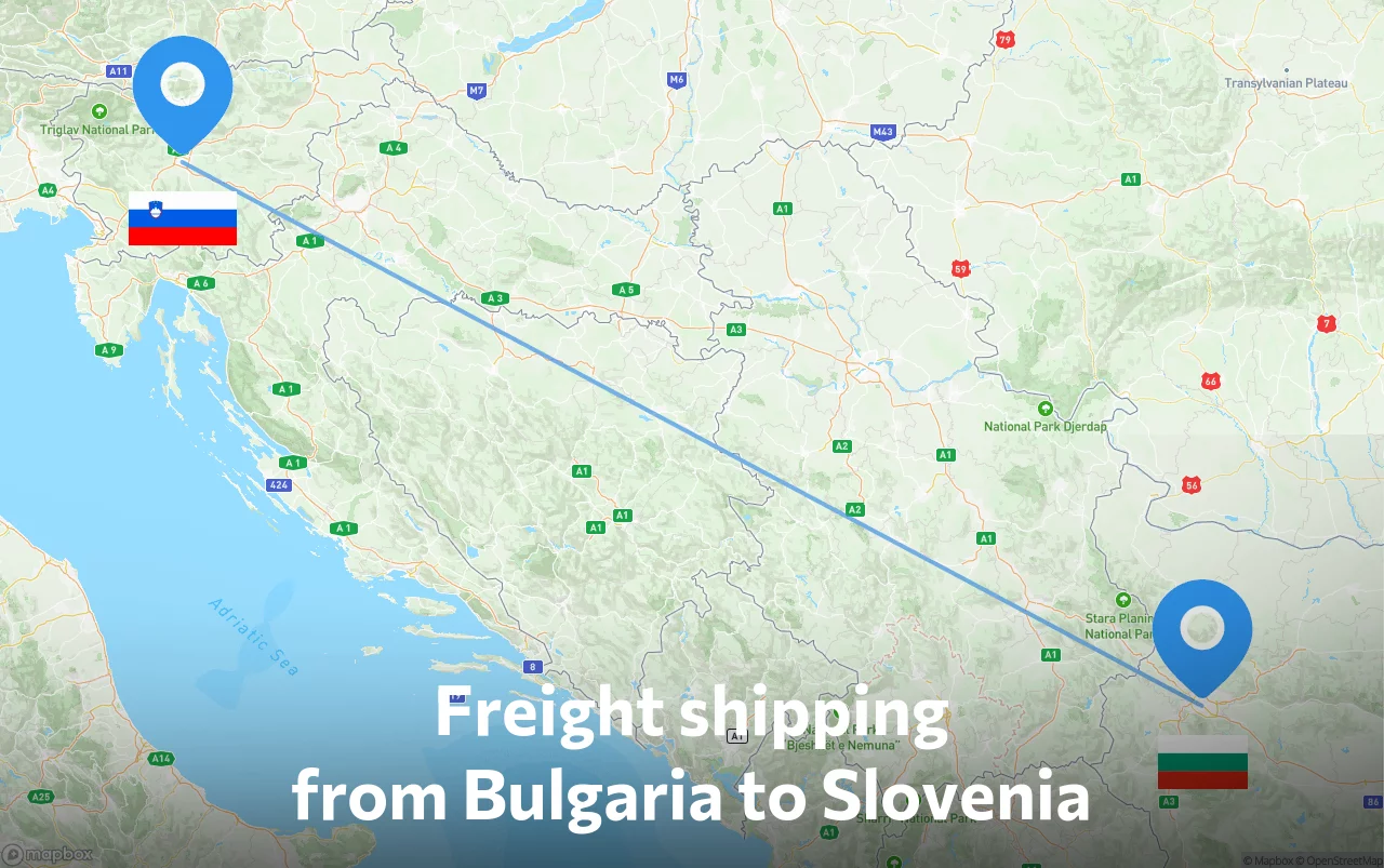 Shipping route from Bulgaria to Slovenia