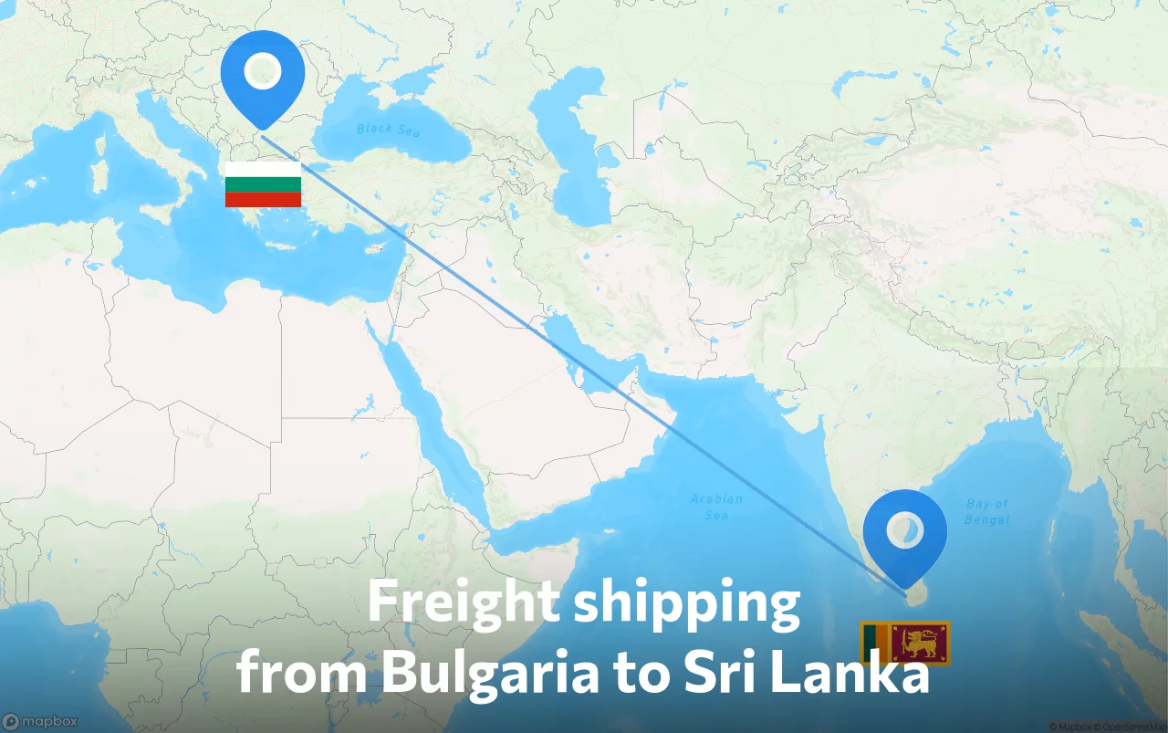 Shipping route from Bulgaria to Sri Lanka