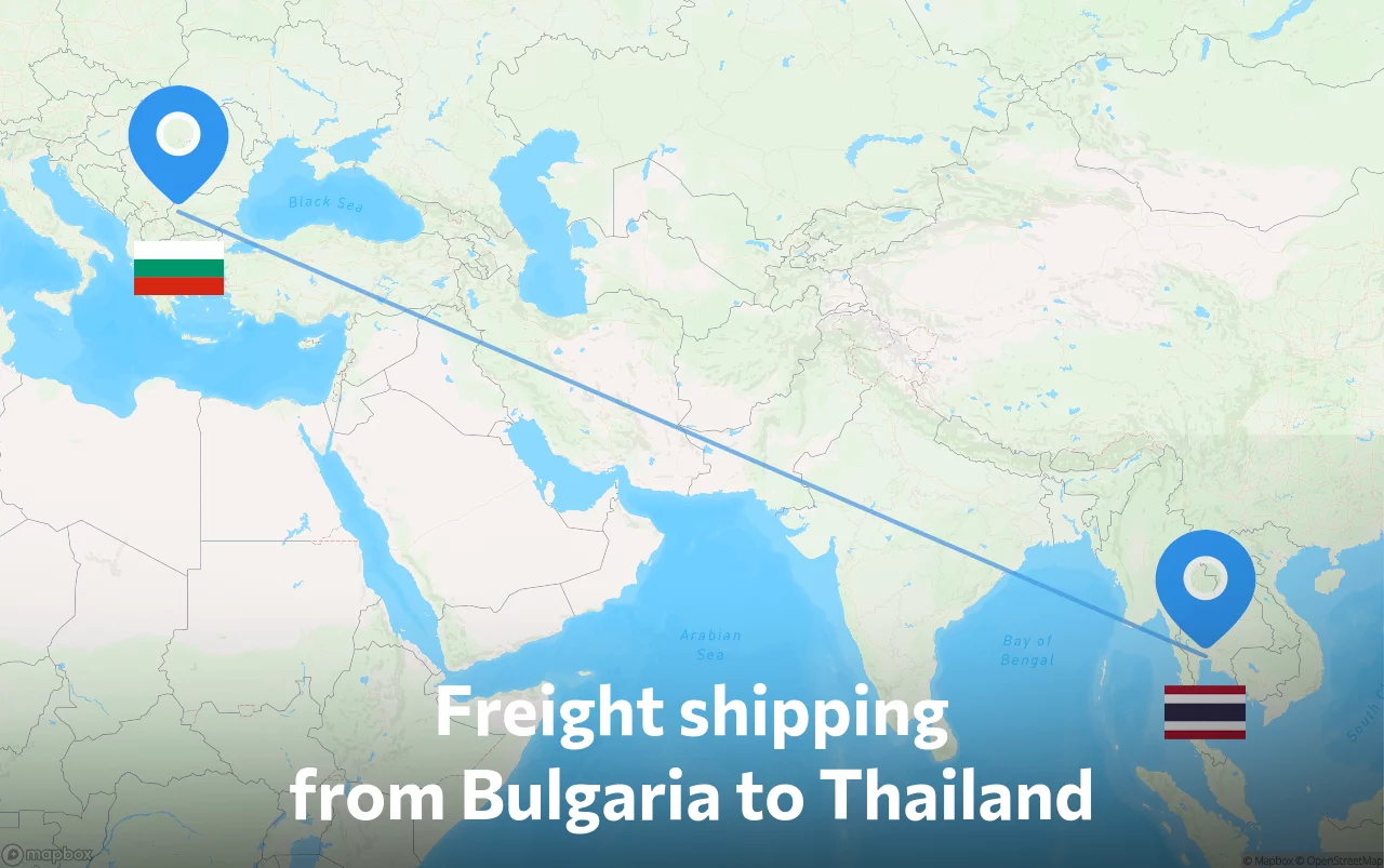 Shipping route from Bulgaria to Thailand