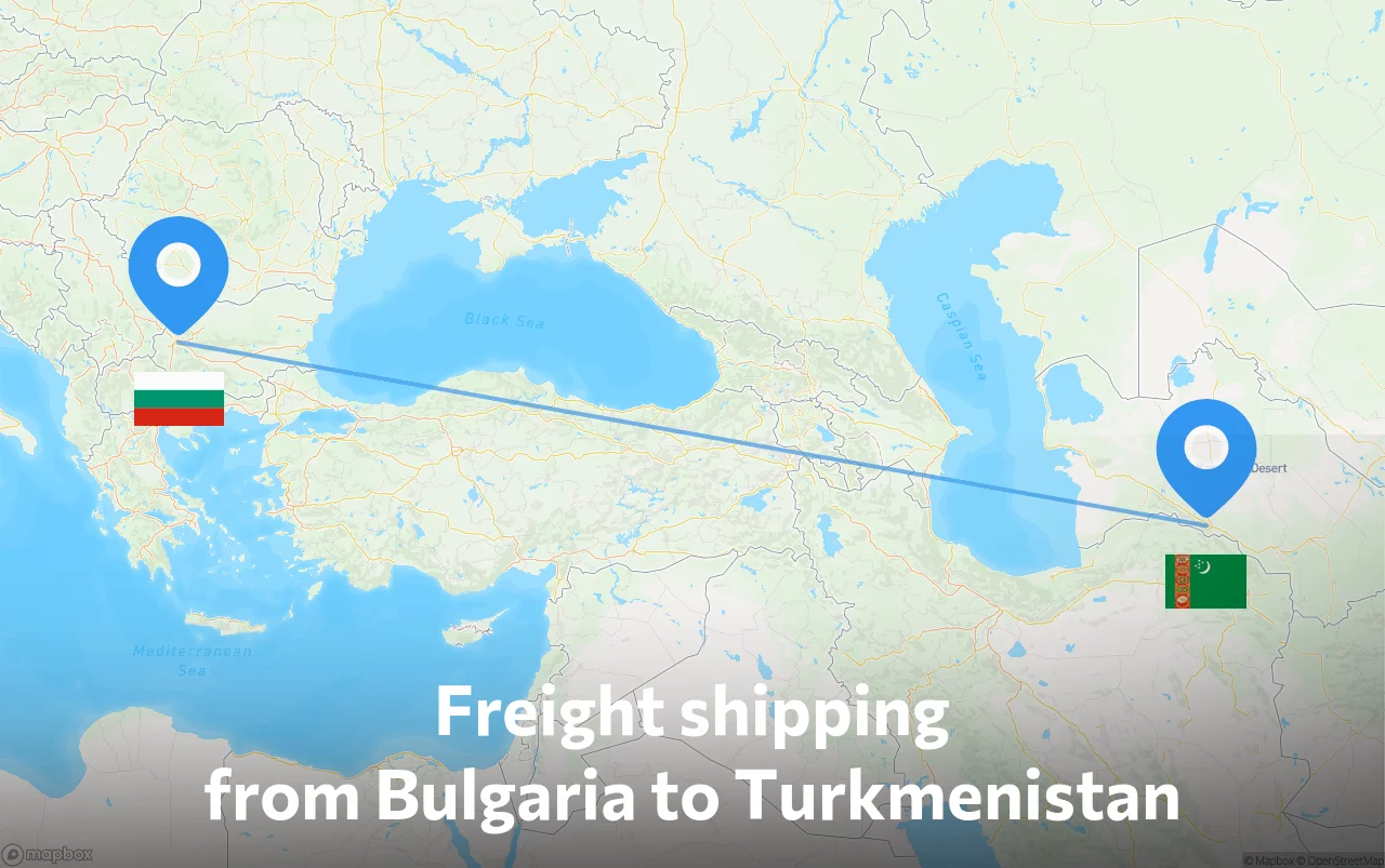 Shipping route from Bulgaria to Turkmenistan