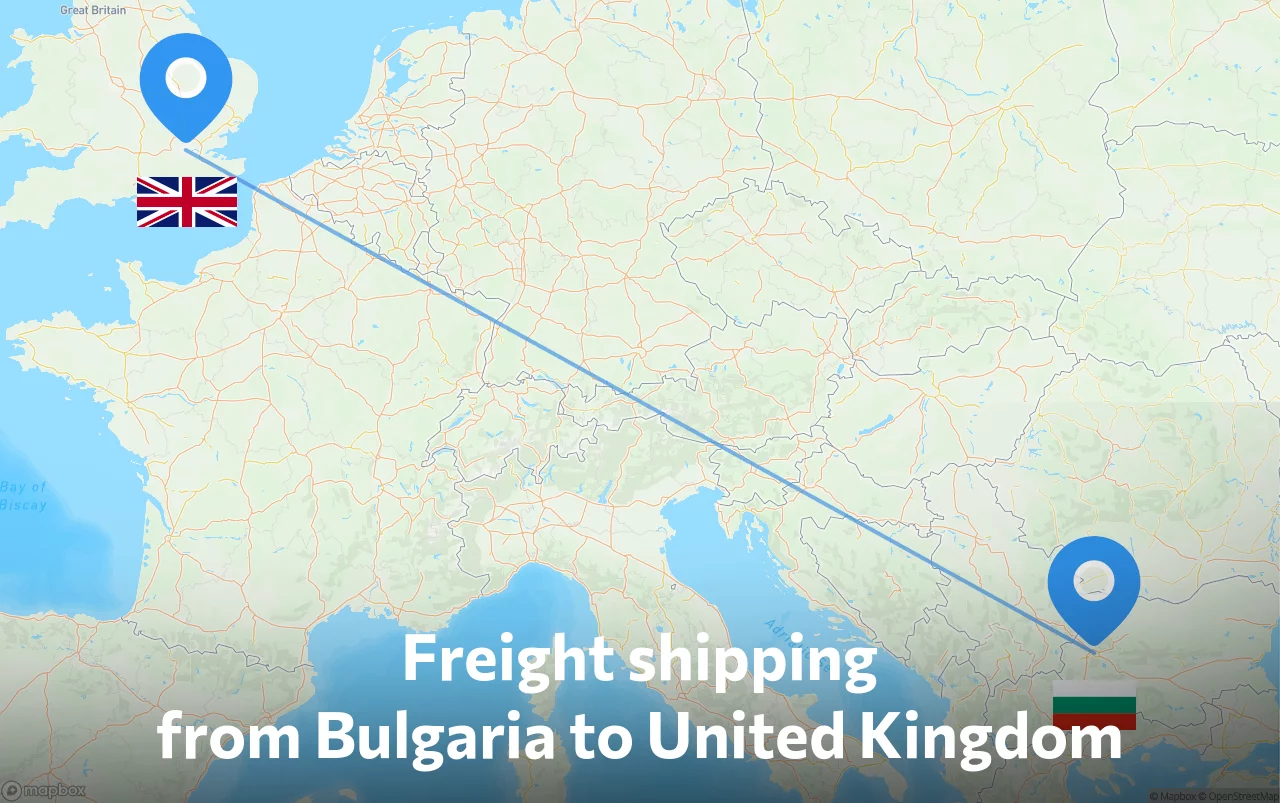 Shipping route from Bulgaria to United Kingdom
