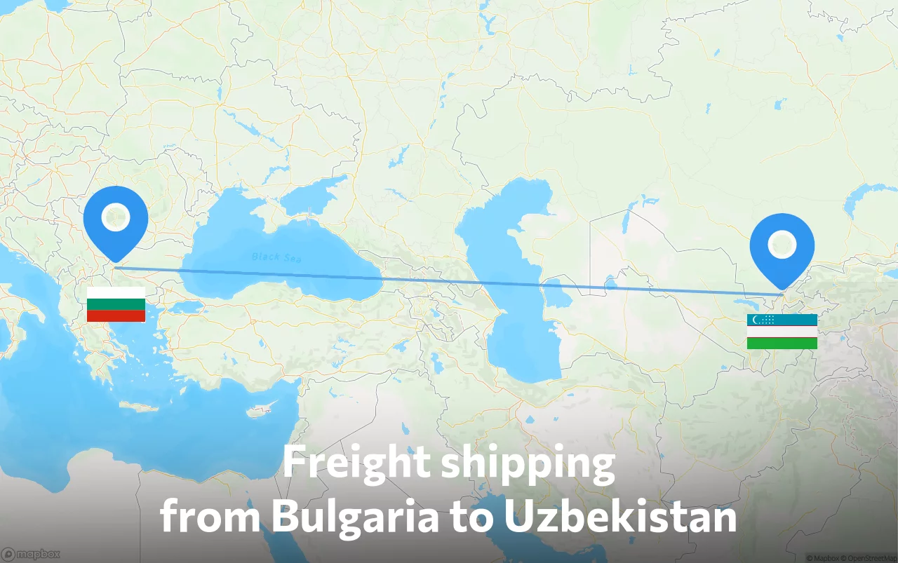 Shipping route from Bulgaria to Uzbekistan