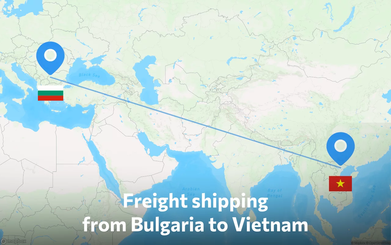 Shipping route from Bulgaria to Vietnam