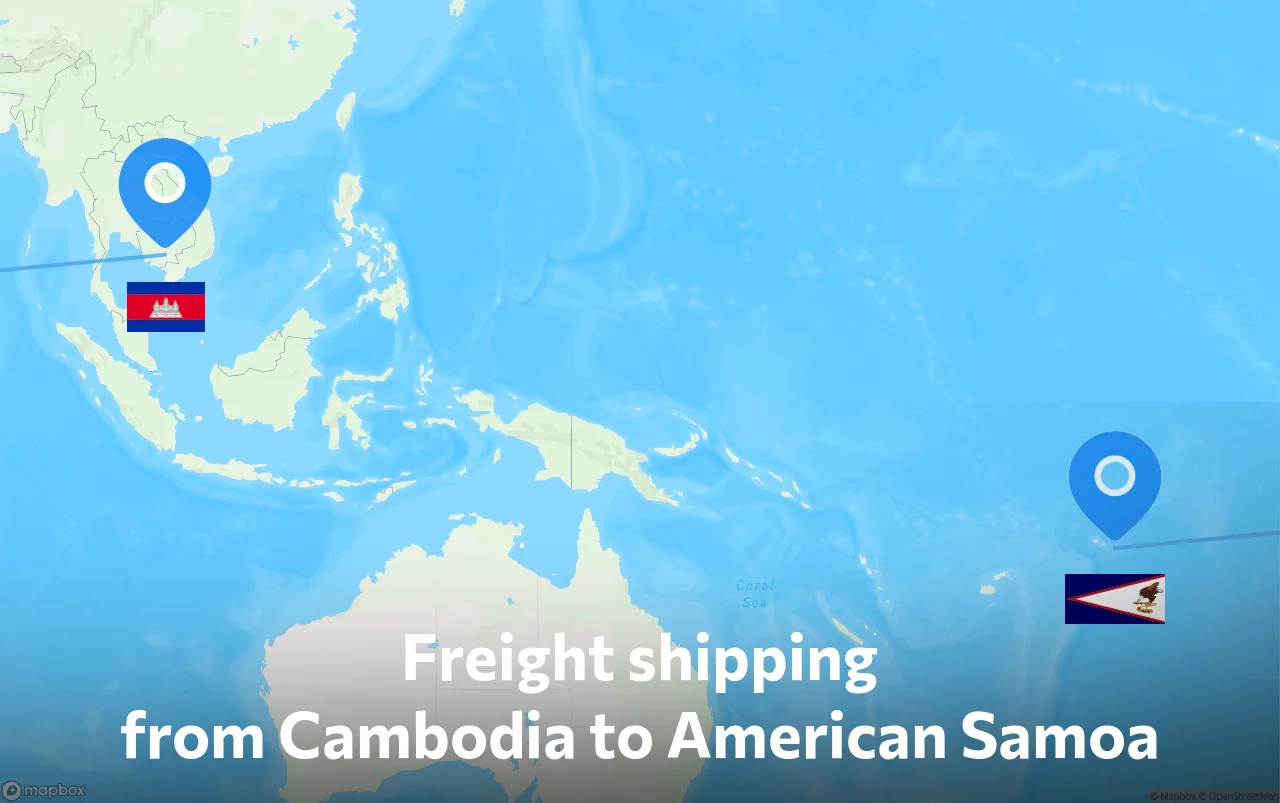 Shipping route from Cambodia to American Samoa