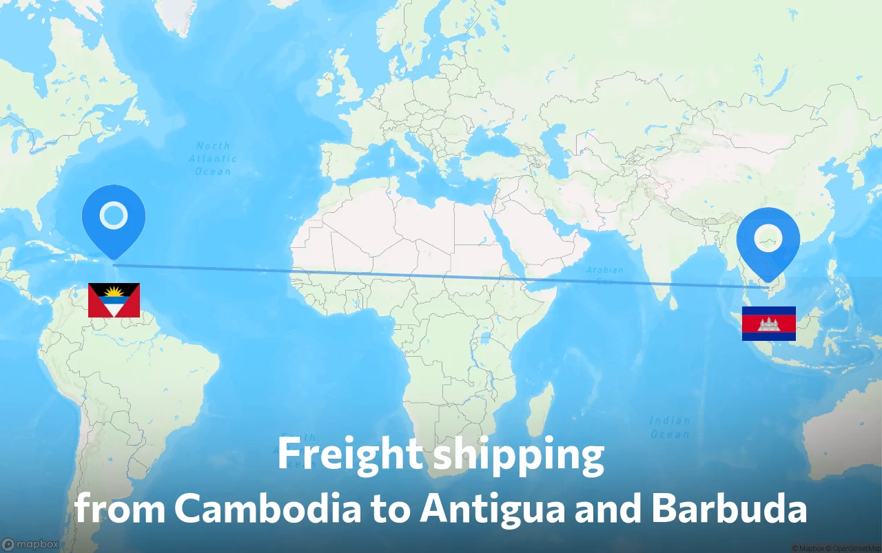 Shipping route from Cambodia to Antigua and Barbuda