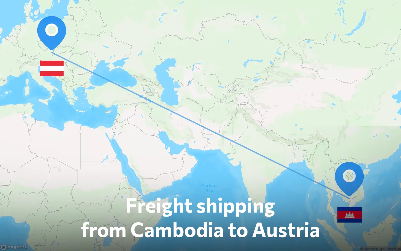 Shipping route from Cambodia to Austria