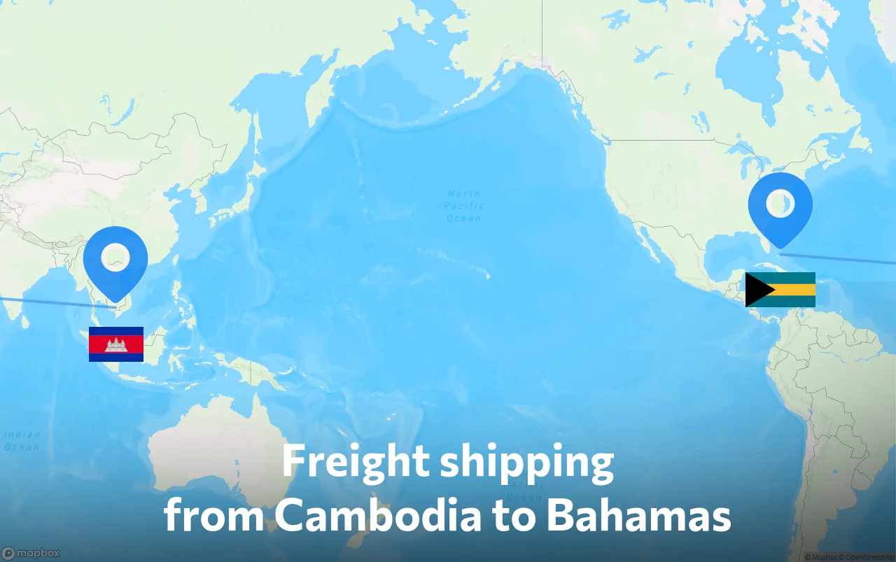 Shipping route from Cambodia to Bahamas