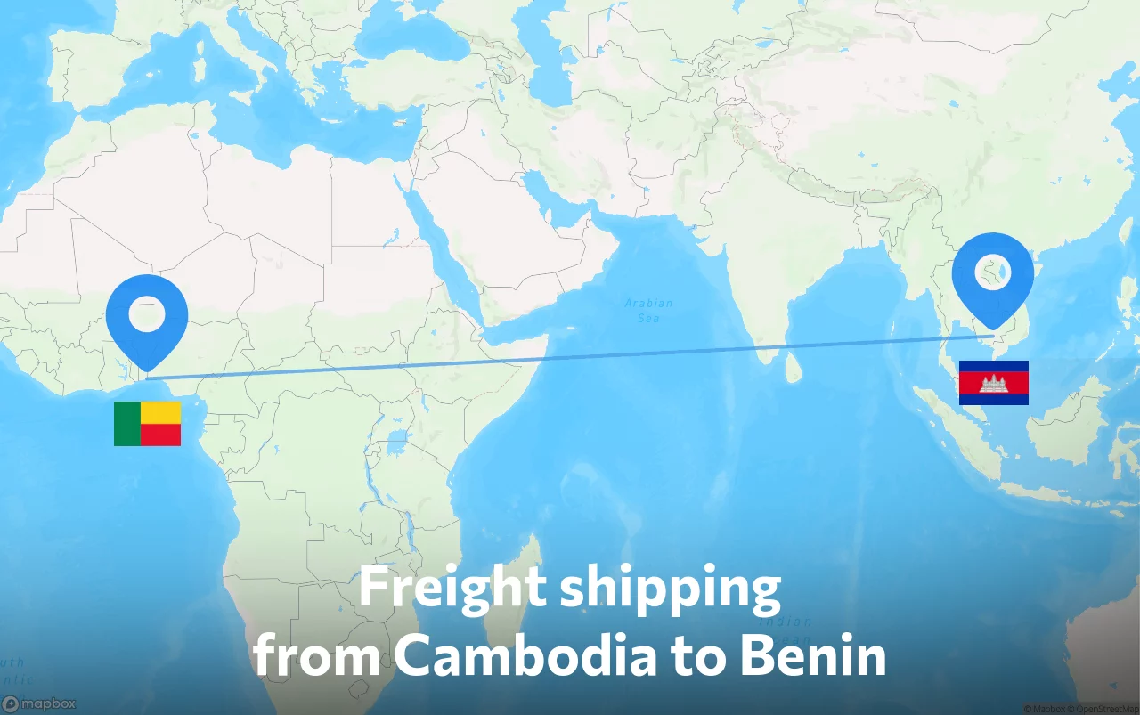 Shipping route from Cambodia to Benin