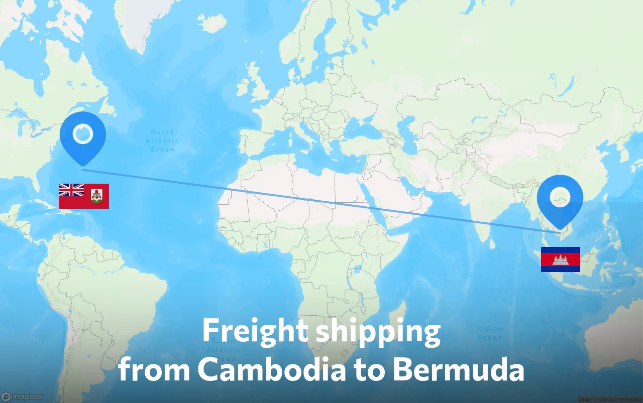 Shipping route from Cambodia to Bermuda