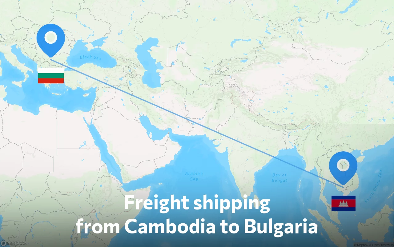 Shipping route from Cambodia to Bulgaria