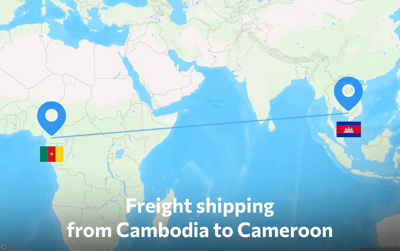 Shipping route from Cambodia to Cameroon