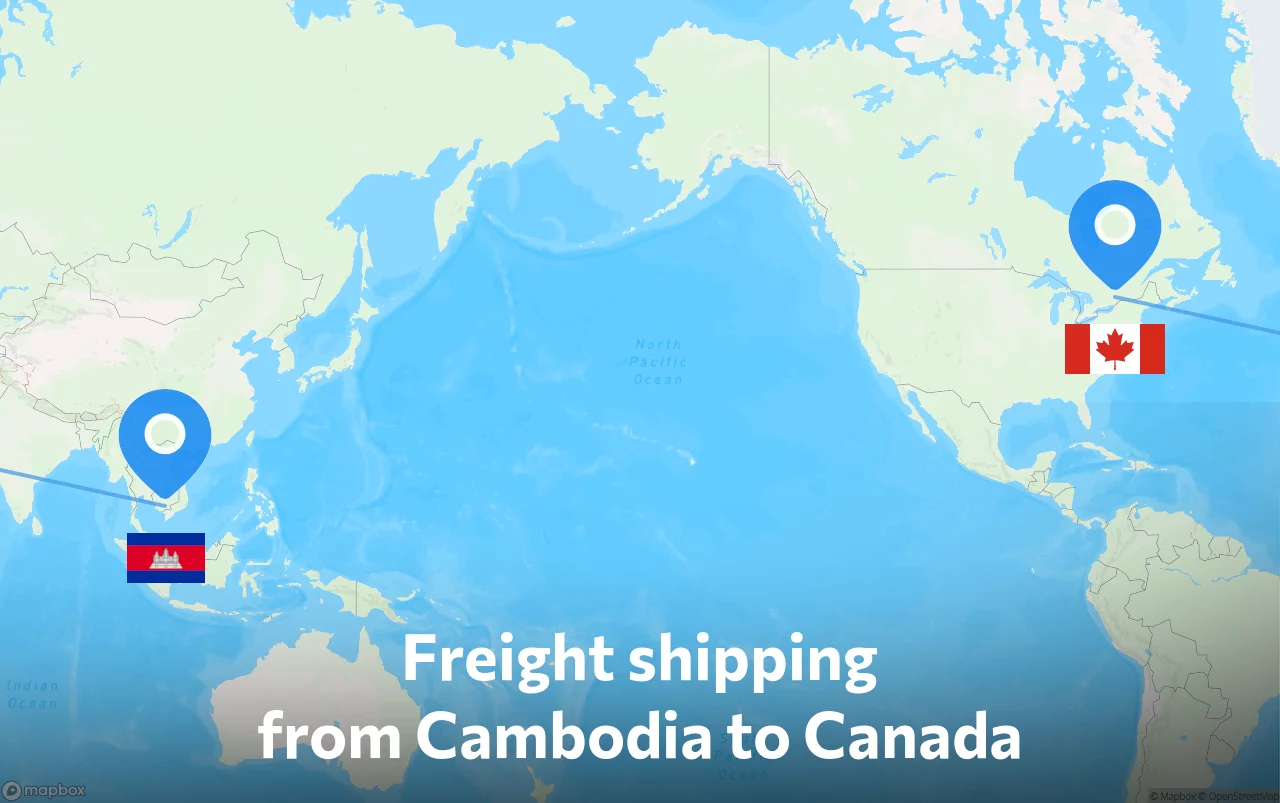 Shipping route from Cambodia to Canada