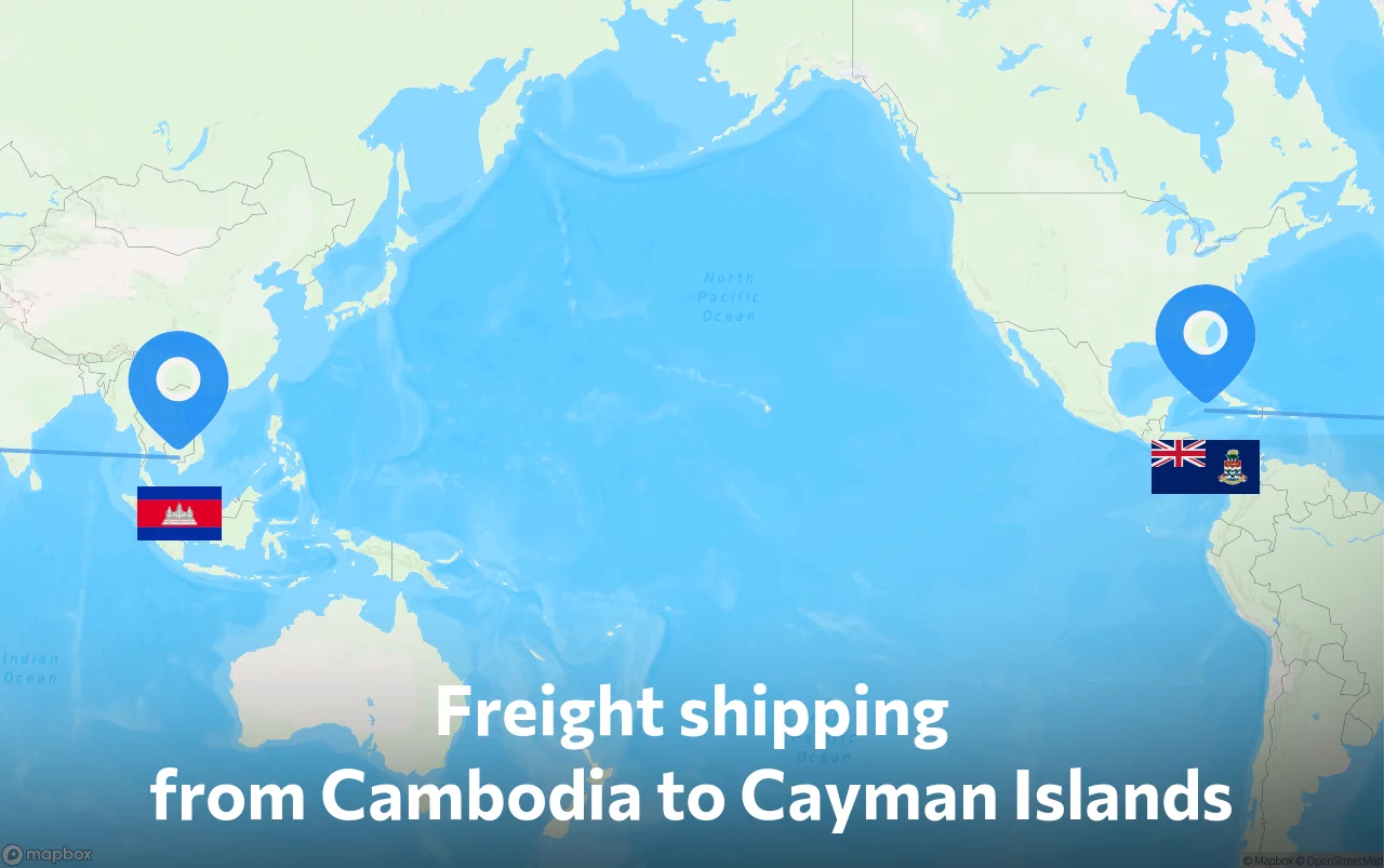 Shipping route from Cambodia to Cayman Islands