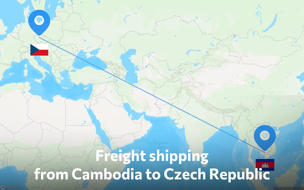 Shipping route from Cambodia to Czech Republic