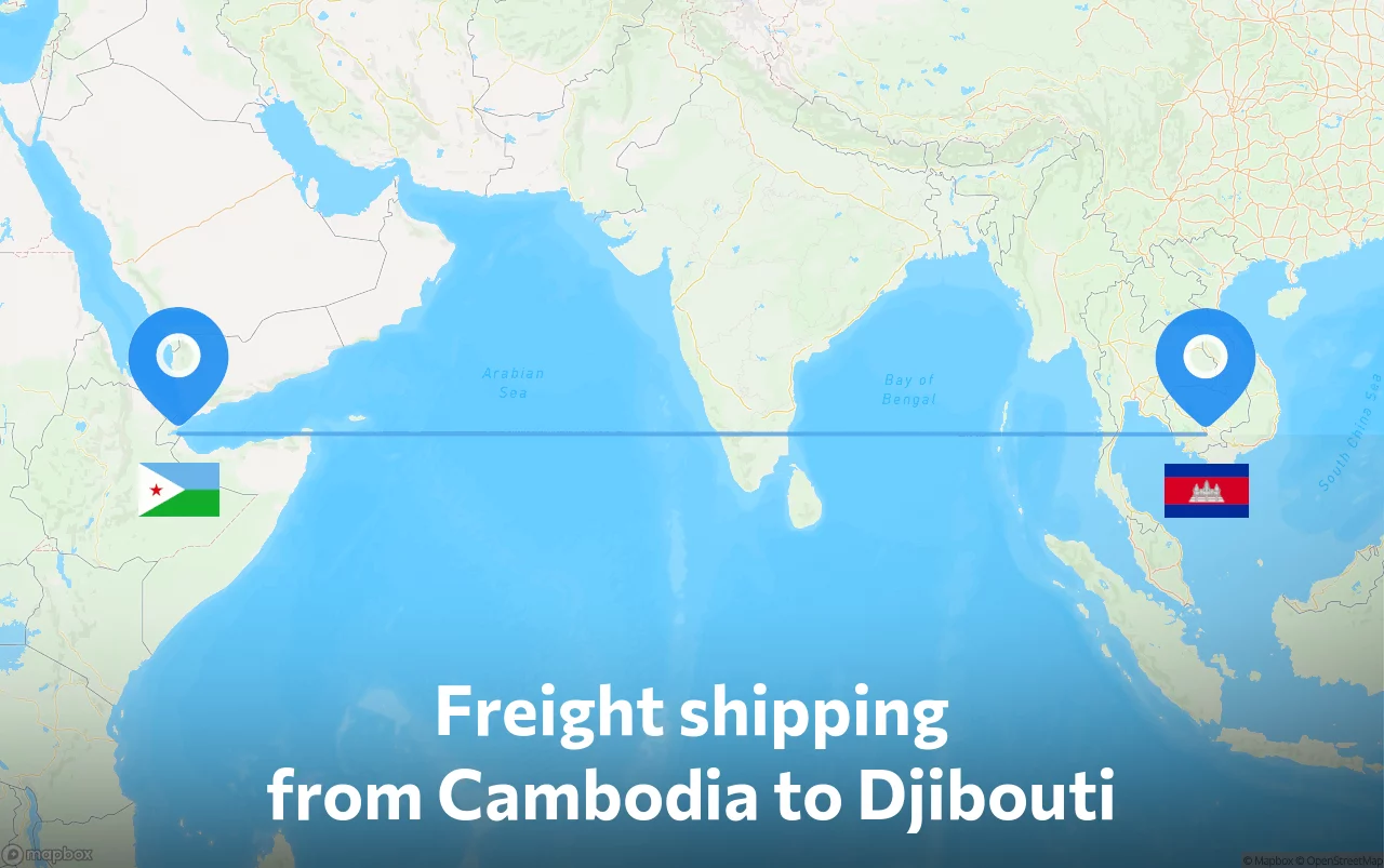 Shipping route from Cambodia to Djibouti