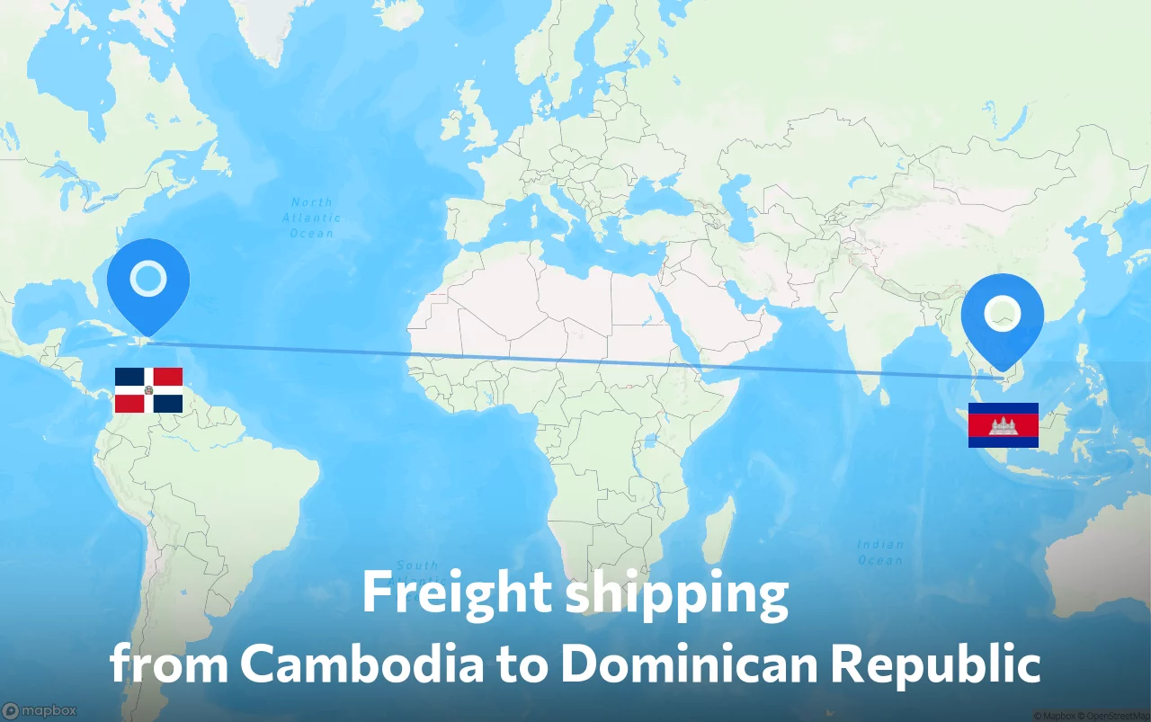 Shipping route from Cambodia to Dominican Republic
