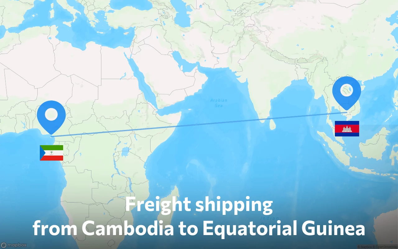 Shipping route from Cambodia to Equatorial Guinea