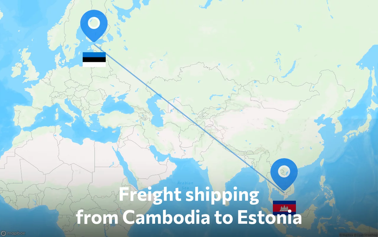 Shipping route from Cambodia to Estonia