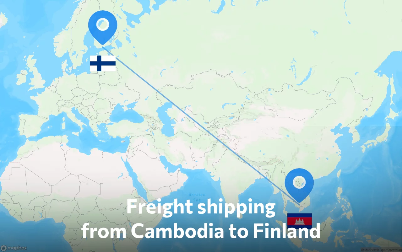 Shipping route from Cambodia to Finland