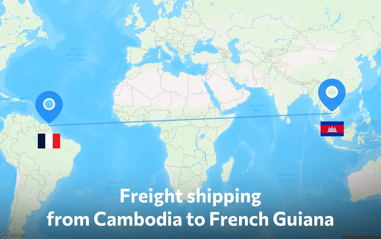 Shipping route from Cambodia to French Guiana