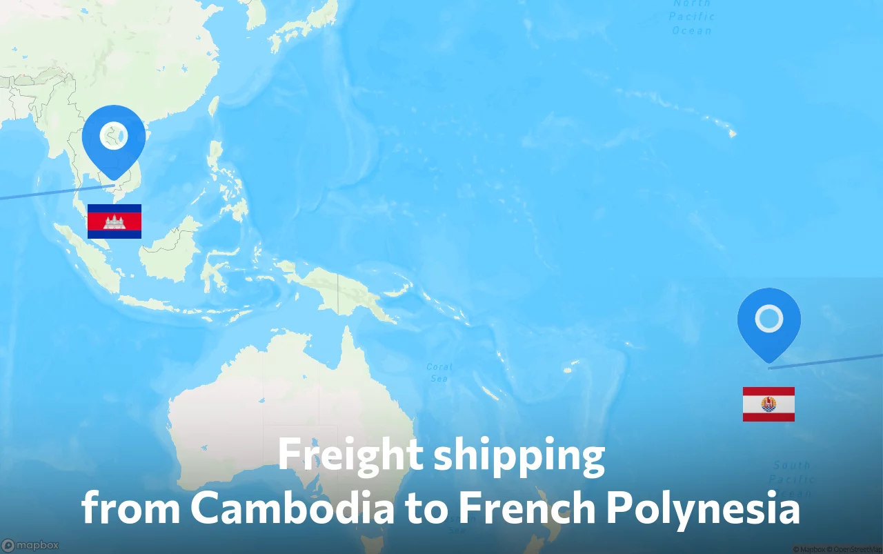 Shipping route from Cambodia to French Polynesia