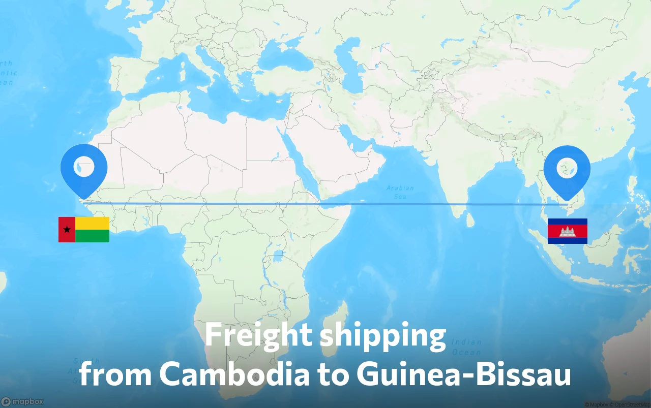 Shipping route from Cambodia to Guinea-Bissau