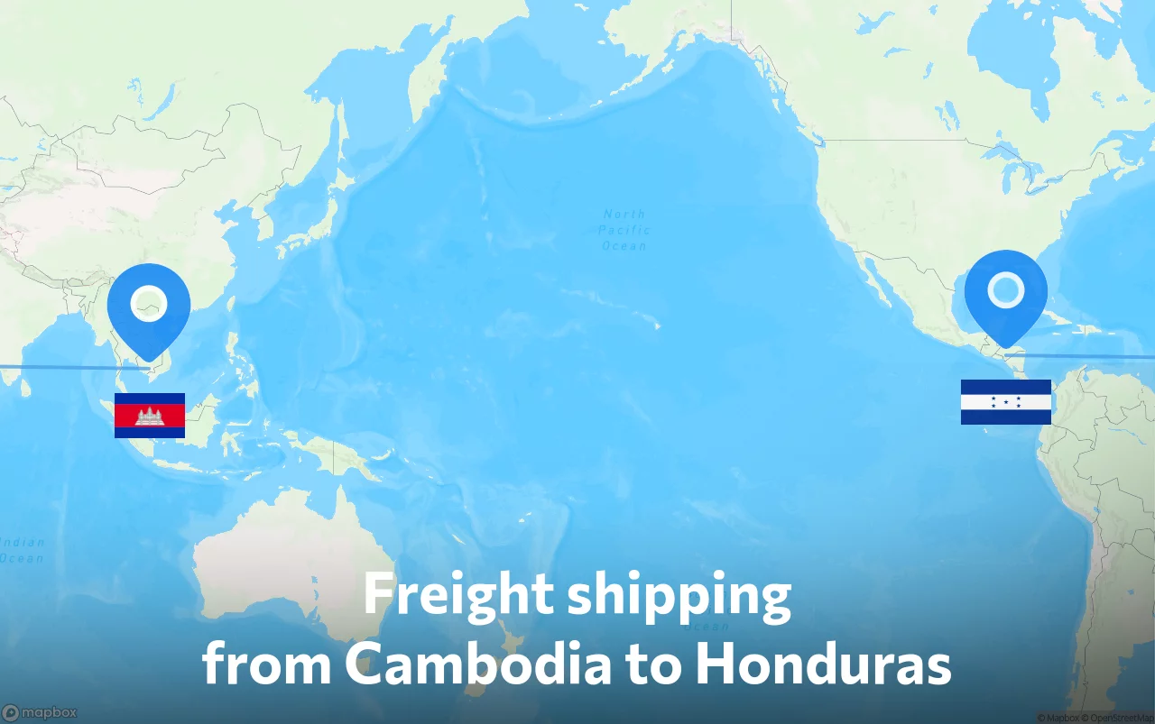 Shipping route from Cambodia to Honduras