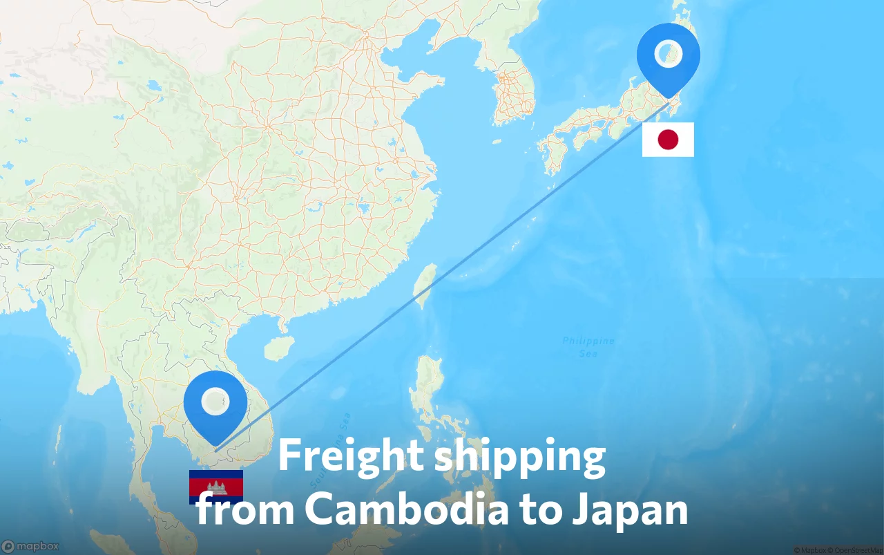 Shipping route from Cambodia to Japan