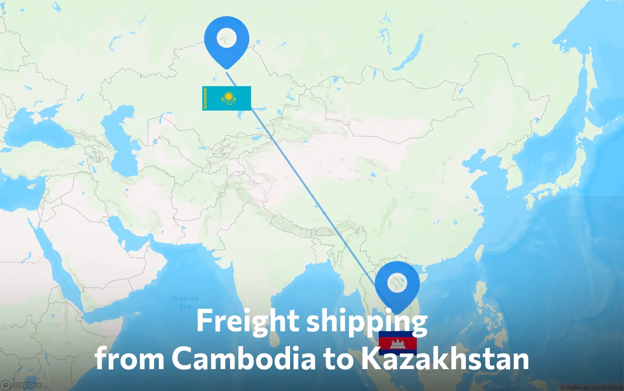 Shipping route from Cambodia to Kazakhstan