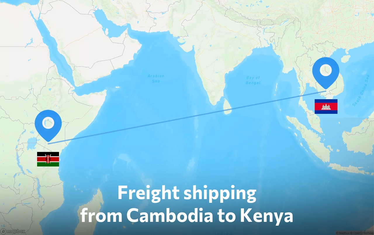 Shipping route from Cambodia to Kenya